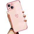 thumbnail image 6 of Compatible iPhone 13 Case Heart Design Plating White Cover Shockproof Protection Anti-Scratch Soft TPU Wireless Charging Slim Case for iPhone 13 - White, 6 of 10