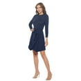 thumbnail image 5 of Navy X-Large Size Women's Long Sleeve Midi Cocktail Dress, Round Neck, Sexy, for Formal, Wedding Guest, Party, 5 of 6