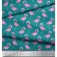 thumbnail image 2 of Soimoi Green Cotton Jersey Fabric Flamingo Bird Decor Fabric Printed Yard 58 Inch Wide, 2 of 3