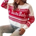 thumbnail image 1 of Chandail à Manches Longues pour Femmes, Col Rond, Tricoté, Coupe Ample, Décontracté, Vacances de Noël, Rouge m, 1 of 9