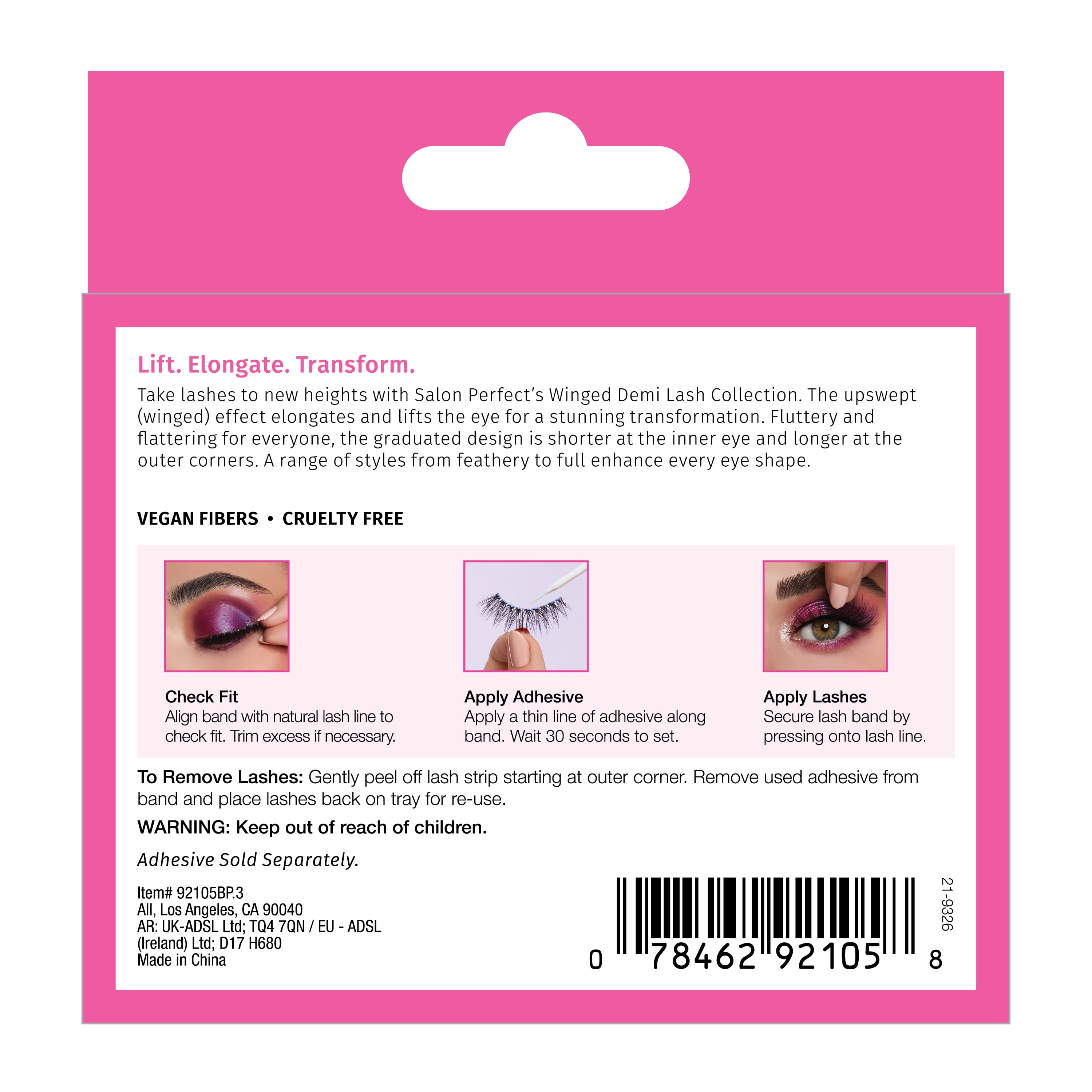 Salon Perfect Winged Fake Lashes False Eyelashes, 690, Black, 2 Pairs