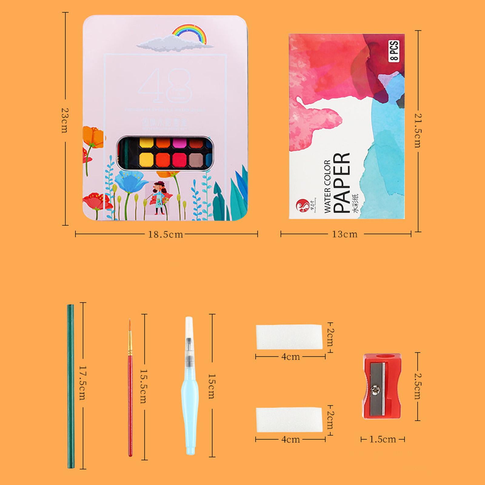 Watercolor Paint Set Pigment Paint Professional Watercolor Paper Art Portable Water Colors for Kids Adults Students Painters Beginners pink