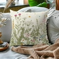 thumbnail image 3 of Spring Floral Pillow Covers 16x16 Inch Set of 2 Sage Green Herbs Yellow Flowers Botanical Decorative Throw Pillows Summer Leaves Pillow Cases Farmhouse Home Decor For Cushion Couch Sofa Outdoor, 3 of 6