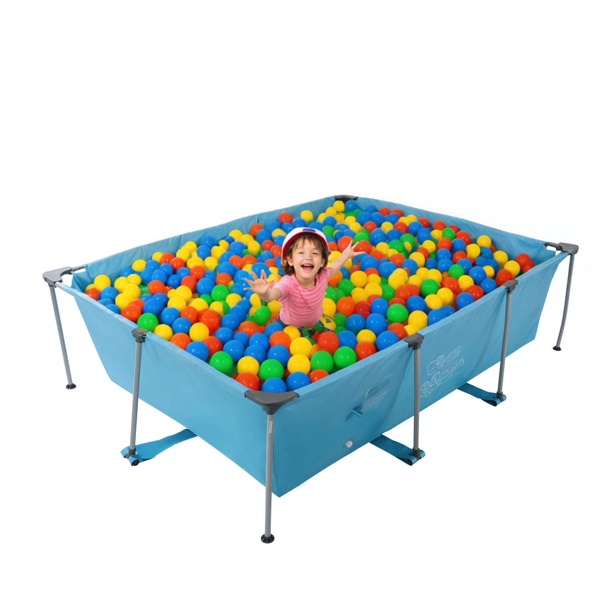 GASKY 10ft Swimming Pool Rectangle Metal Frame and Accessories 118x79x29.5 Inch for Adult Backyard Bule Just Pool