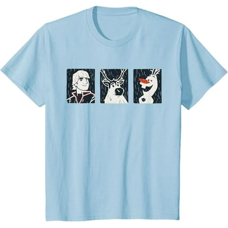 

Frozen 2 Kristoff Sven and Olaf Youth T-Shirt For Boy Girl Kids Toddler Light Blue Color Size M