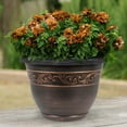 thumbnail image 2 of Garden Elements Plastic Indoor/Outdoor Round Tulip Banded Lightweight Planter with Drainage Holes, Durable and Versatile, Bronze 15", 2 of 4
