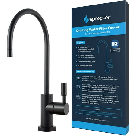 

NSF-Certified Lead-Free Air Gap RO Faucet Matte Black / Oil Rubbed Bronze Reverse Osmosis Replacement Water Filter Faucet 3 Line Filtered Faucet SP-FC100-BK