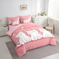 thumbnail image 3 of Manfei Cute White Cat Twin Bedding Sets 7-Piece for Teen, Dreamy Stars Print Bedding Comforter Set, Kawaii Cartoon Kitten Reversible Sheet Sets, Super Cozy Room Decor, 3 of 7