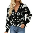 thumbnail image 2 of AherBiu Cardigan pour Femmes Léger Boutonné Col en V Manteau Automne Hiver Veste Tricotée Décontractée, 2 of 6