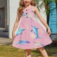 thumbnail image 5 of Ugoldhm Girls Flowy Dresses Sleeveless Button Pocket Boho Dress Tiered Sundress Summer Outfits Size 2-12, 5 of 8