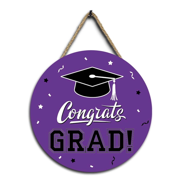 Graduation Party Decoration, Wooden Graduation Party Decoration Door Plaque Congratulates Graduation Season Decoration Hanging Circular Plaque Graduation Party Decorations