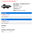 thumbnail image 2 of Door Handle - Compatible with 2017 - 2022 Tesla 3 2018 2019 2020 2021, 2 of 2