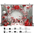 thumbnail image 4 of 6X4FT Merry Christmas Party Backdrop Red Candy Cane Winter Snowflake Xmas Tree Ball Flowers Photography Background New Year Eve Holiday Baby Shower Banner Decoration Photo Props, 4 of 5
