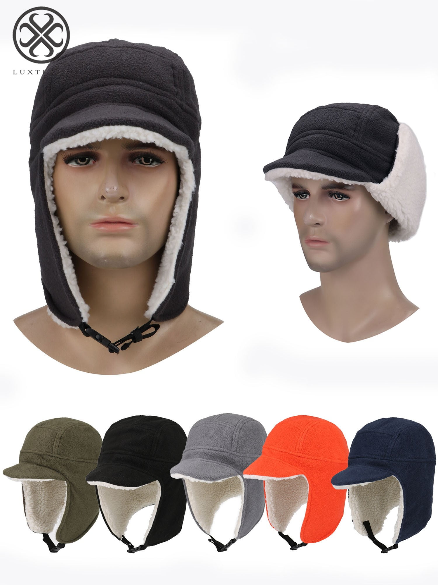 GREEN BLACK or BLUE Fleece Low Profile Baseball Cap Hat with foldable Earflaps 