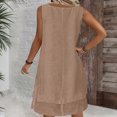 thumbnail image 6 of Uscallm Women Plus Size Summer Sleeveless Round Neck Boho Flowy A-Line Mini Dresses Casual Basic Solid Loose Swing Vacation Beach Party Sundress, Khaki L, 6 of 6