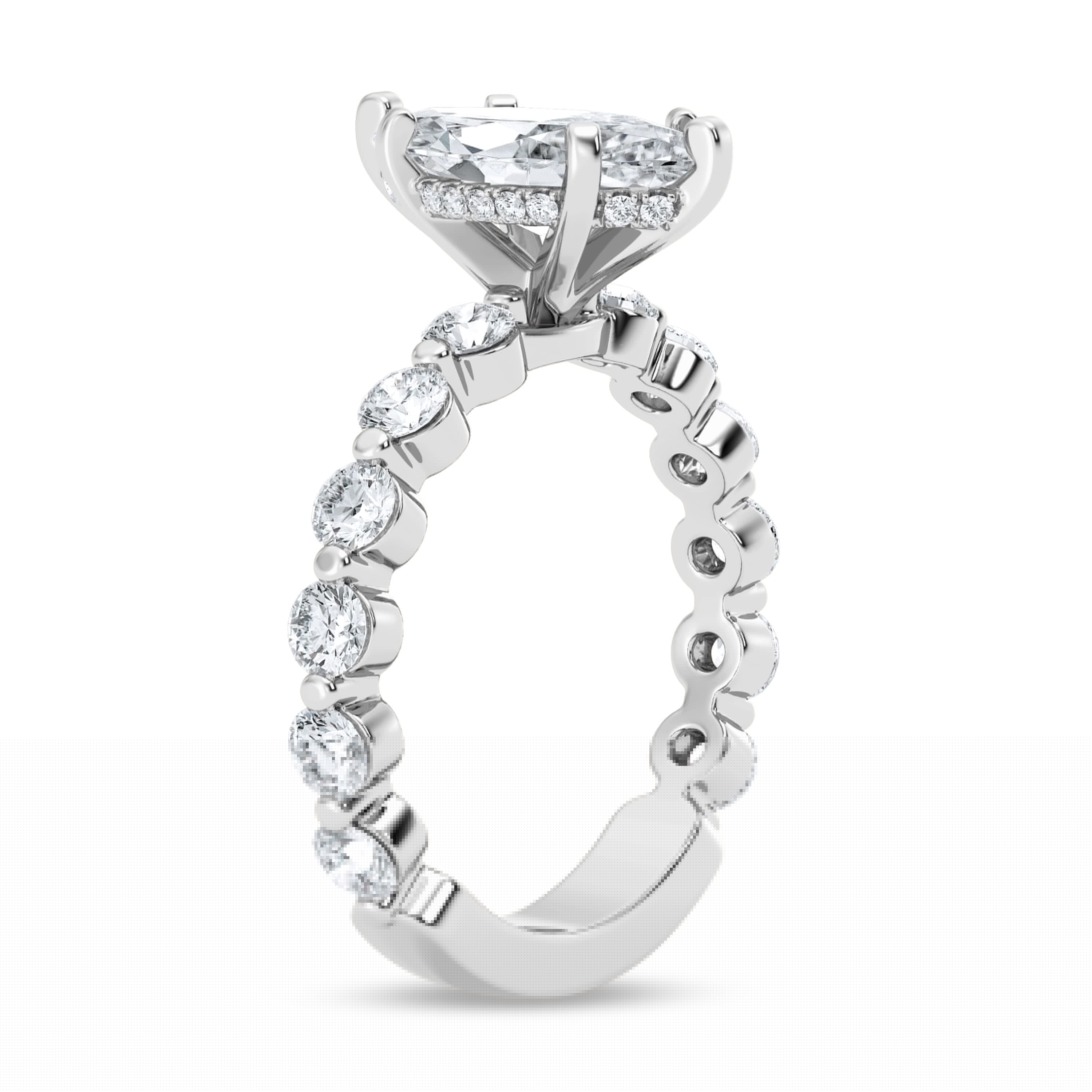 thumbnail image 2 of Divine Jewel 14K White Gold Plated Ring - 1.8 Ct Marquise Cut Lab Created Diamond Engagement Ring - Stunning Solitaire Design for Women - Ideal for Proposals or as a Special Gift for Birthdays, 2 of 3