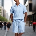 thumbnail image 2 of Letdown Boys' Shorts 2-Piece Outfits Short Sleeve Zip Polo Shirt & Drawstring Elastic Shorts Set Kids Summer Track Suits 4-13 Years, 2 of 5