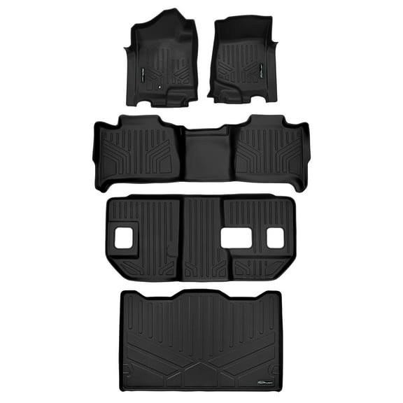 SMARTLINER 4 Rows Custom Fit Floor Liners Compatible with 2007 - 2014 Chevrolet Suburban 8 Passenger