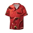 thumbnail image 2 of Lsque Floating Red Chili Peppers print Men's Cuban Collar Short Sleeve Shirt Summer Beachwear Casual Button Down Fashionable Vacation Leisure Shirt-Large, 2 of 7