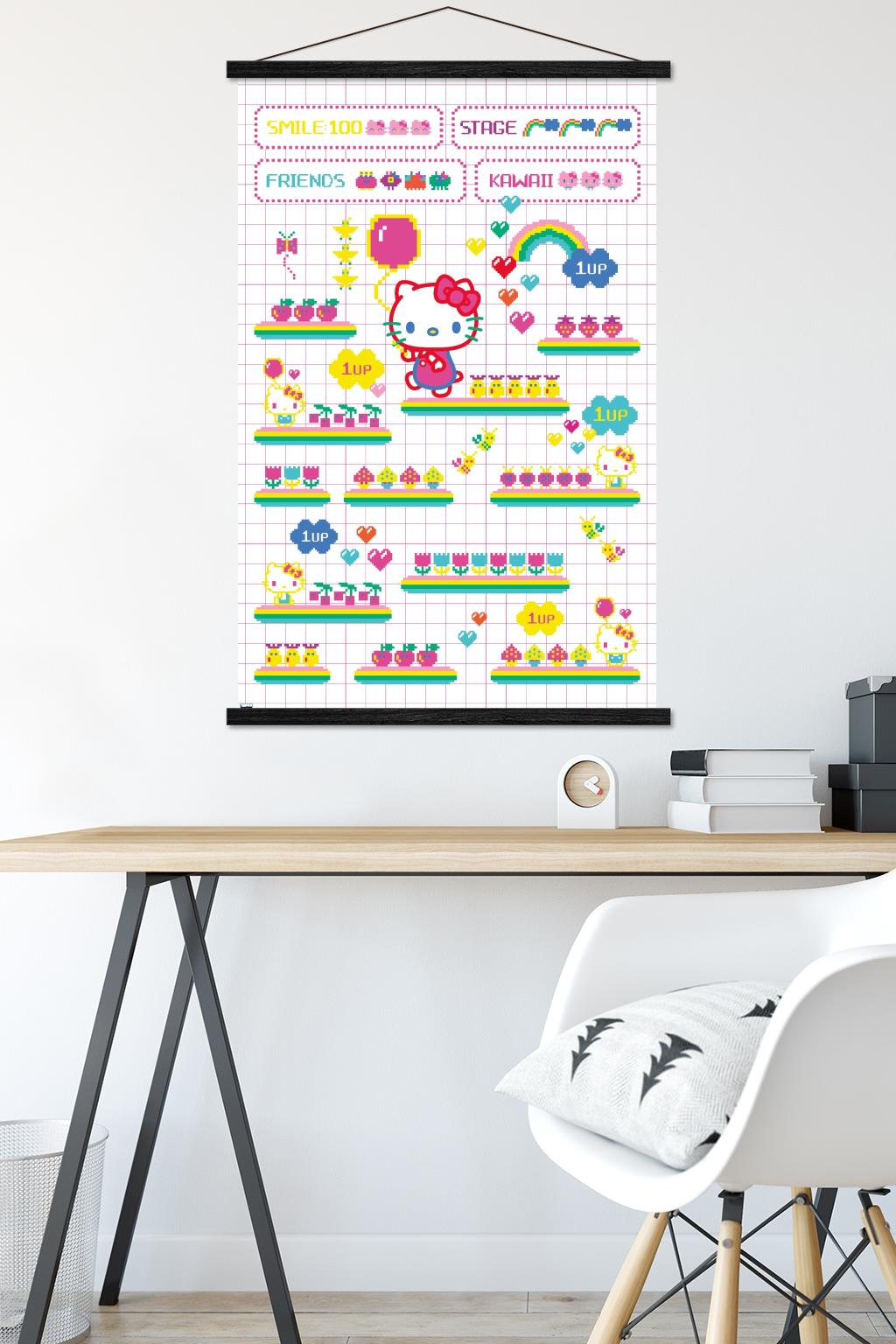 Hello Kitty - Arcade Wall Poster with Magnetic Frame, 22.375" x 34"