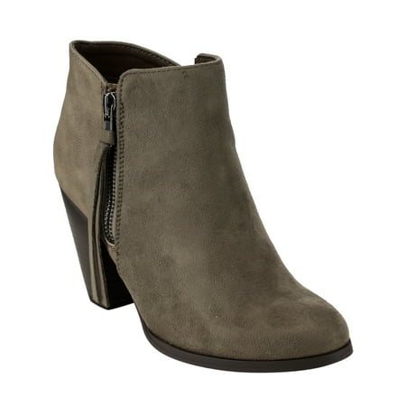 FE69 Women's Classic Fringes Side Zipper Stacked Block Heel Ankle Booties FE69 Women's Classic Fringes Side Zipper Stacked Block Heel Ankle Booties