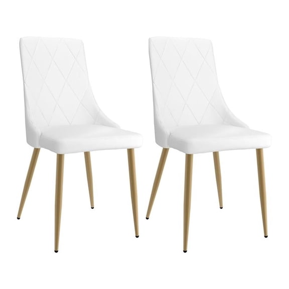 Pemberly Row 20" Faux Leather Upholstered Side Chair in White (Set of 2)