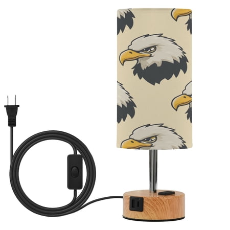 Touch Control Table Lamp with Wood Grain Metal Base 3 Color Temperature Adjustable LED Eye Caring Desk Lamp for Bedroom Study Hawk’s Head Pattern