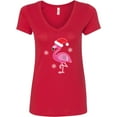 thumbnail image 3 of Inktastic Christmas Holiday Cute Flamingo Women's V-Neck T-Shirt, 3 of 5