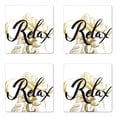 thumbnail image 1 of Saying Coaster Set of 4, Hand Painted Brush Lettering Inspirational Textd Bare Feet, Square Hardboard Gloss Coasters, Standard Size, Pale Coffee Black White, by Ambesonne, 1 of 2