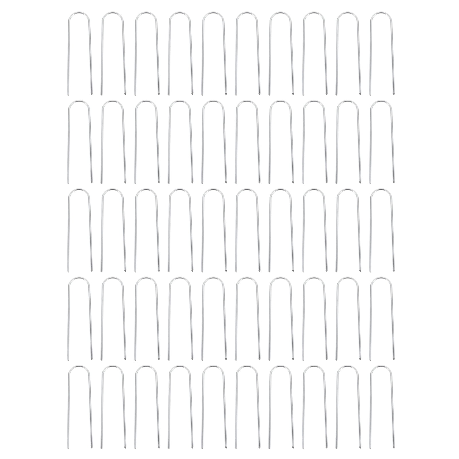 Mobutofu 50Pcs Silver U-shaped Metal Stakes For Ground Anchoring Tents And Canopies