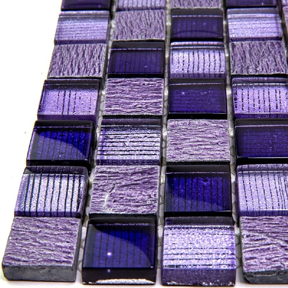 Apollo Tile 5 pack Purple 11.8-in. x 11.8-in. Square Polished and Foiled Glass Mosaic Tile (4.83 Sq ft/case)