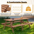thumbnail image 5 of Tcbosik 8 Person Wooden Picnic Table with 2 Built-in Benches, Outdoor Camping Dining Table with 1.97" Umbrella Hole for Patio Lawn Garden, 2220 lbs Capacity, Brown, 5 of 9