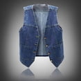 thumbnail image 6 of Denim Sleeveless Vest - Women's Casual Pocketed Jacket, Loose Fit Layering Piece | Baberdicy | Women Autumn Solid Color with Pocket Loose Casual Sleeveless (Dark blue | XL), 6 of 6