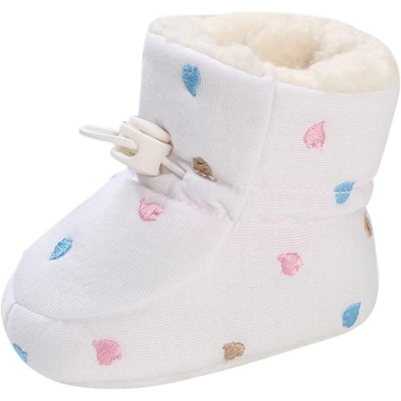 

QWZNDZGR Bowknot Fur Lining Princess Warm Snow Boots Baby Snow Boots Girls Boys Warm Winter Newborn Infant Crib Shoes