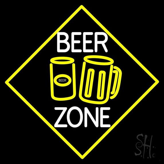Beer Zone With Beer Mug LED Neon Sign 24 x 24 - inches, Clear Edge Cut Acrylic Backing, with Dimmer - Bright and Premium built indoor LED Neon Sign for Bar decor.