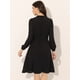 thumbnail image 3 of Vestido de gasa para mujer Allegra K elegante con volantes cuello En V informal de negocios con cinturón Negro XS, 3 of 6