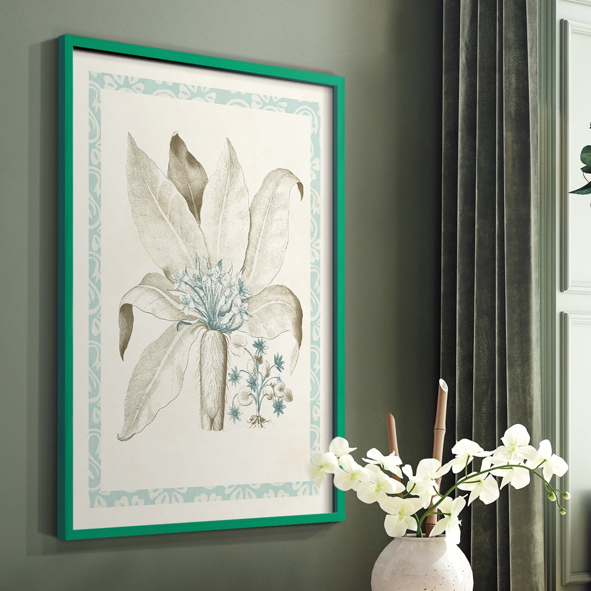 Willow Blue Besler V Framed Print - Solid Wood in Single Picture Frame Solid Wood 2 Framed Print