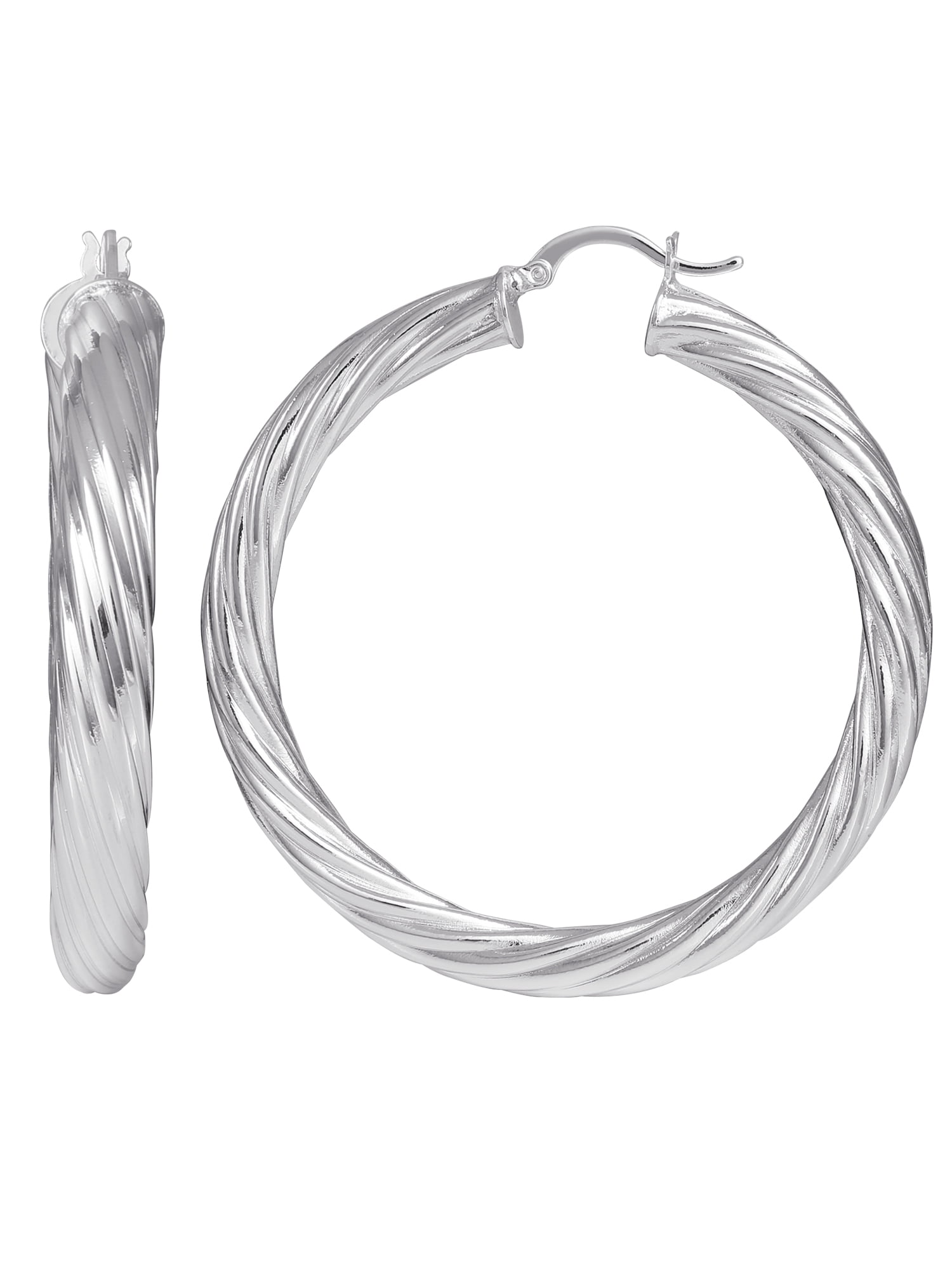 Fine Silver Plated Brass Polished Hoop Earring