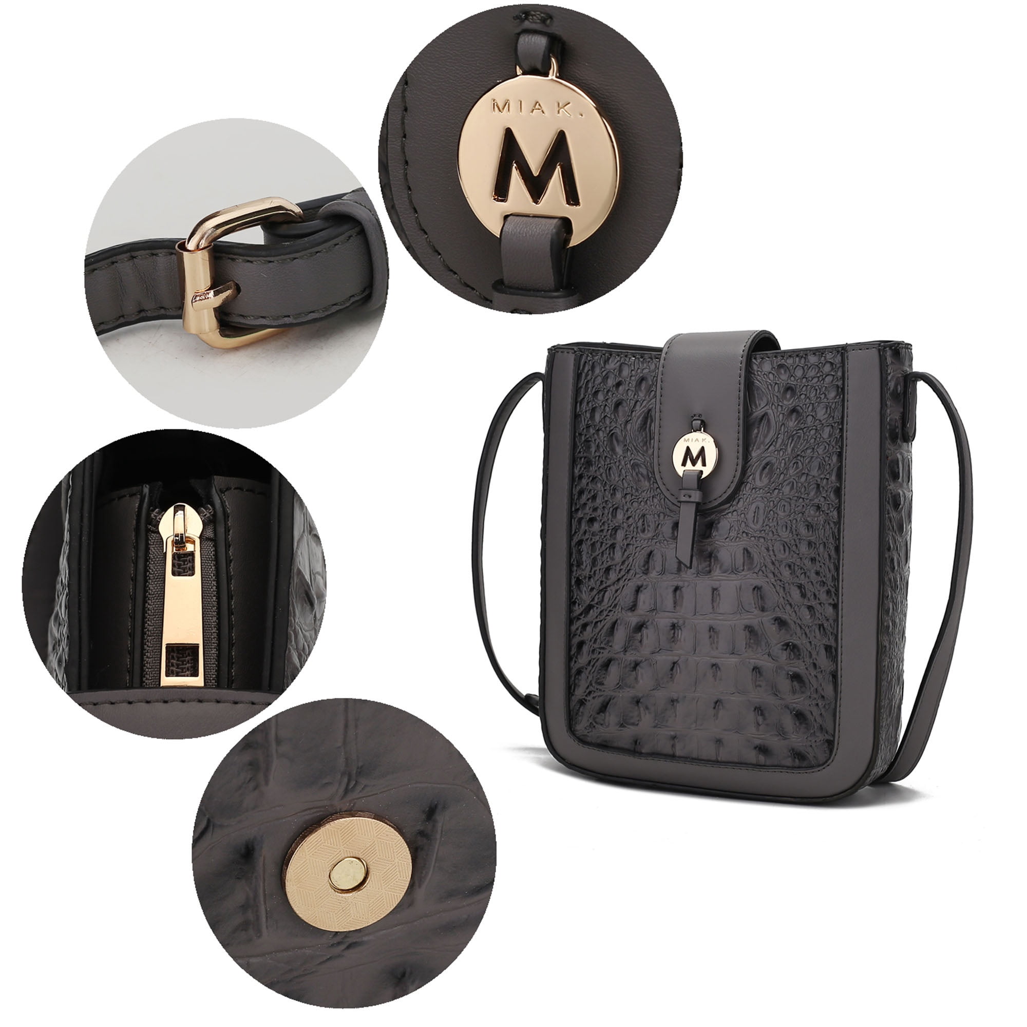 MKF Collection Molly Women Crossbody Bag Vegan Leather Handbag Crossover by Mia K - Black