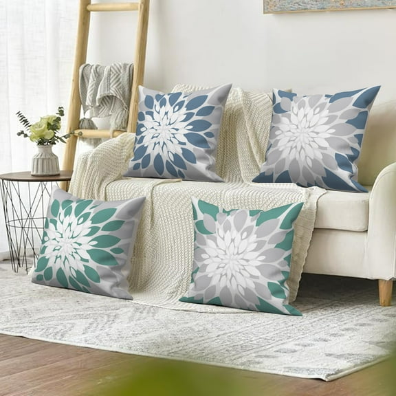 Set of 4 Outdoor Waterproof Pillow Covers 18x18 inch Boho Decorative Farmhouse Pillow Covers for Garden Patio Living Room Cushion Case