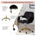 thumbnail image 4 of Exlonjet Fluffy Desk Chair, Faux Fur Furry Home Office Chair, Fuzzy Swivel Armchair with Wheels, Height Adjustable Silver Base for Girls, Bedroom, Black, 4 of 8