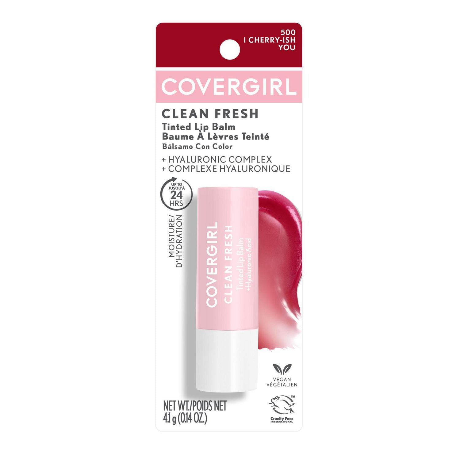 COVERGIRL Clean Fresh Tinted Lip Balm, Formulated with Hyaluronic Acid for 24HR Hydration, 100% Vegan & Cruelty-Free, Vegan lip balm