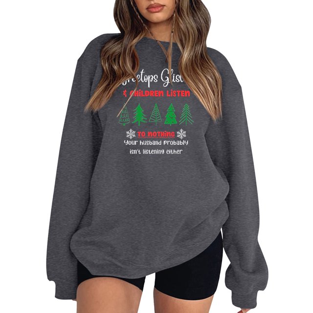 Gibobby Sudaderas para Mujer Sudaderas Camisa de Cuello Redondo Sólido de Manga Larga para Mujer atlético(Gris,CH)