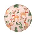 thumbnail image 2 of 15.4" Round Placemat Set of 1 Polyester Fabric Place Mats Non-Slip Dining Kitchen Table Mats for Kitchen Party Decor Christmas Deer and Holly Leaves, 2 of 5