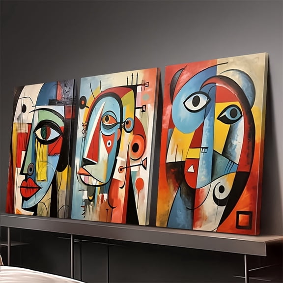 3pcs abstract Canvas Art Prints, Modern Luxury Wall Decor, Framed Vertical Poster, Art Cartoon & Anime Theme, Suitable for Living Room, Bedroom, Office, Kitchen, Dining Room,
