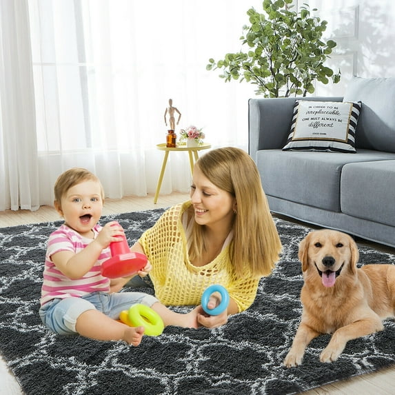 SHANNA Fluffy Shaggy Area Rug Soft Floor Carpet for Kids Nursery Dorm Bedroom Living Room