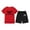 Red1, variant on Girls' Clothing Sets Bow Print Crew Neck Short Sleeve Tops And Shorts with Pocket Casual 2Pcs Girls Summer Outfits Black1 2 Years-3 Years