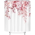 thumbnail image 3 of Pink Eucalyptus Shower Curtain Sets, Watercolor Blush Leaves on The Top Plant with Floral Bathroom Decoration 72x84 Inch with Hooks, 3 of 6