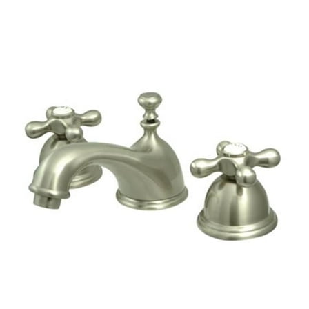 Kingston Brass  Two Handle 8 in. to 16 in. Widespread Lavatory Faucet with Brass Pop-up - Satin Nickel