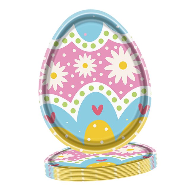 8 Uds platos de Pascua, bandejas para servir Pascua, bandejas ligeras para aperitivos, platos desechables con forma de huevo para Picnic, Acción de huevo de nieve